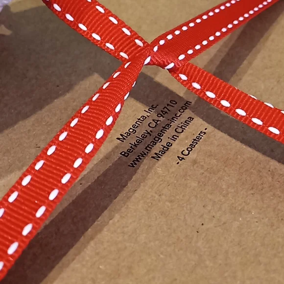 RAE DUNN Holiday Theme Coasters. Set of 4. New With Tags and in Original Box. - Picture 5 of 5